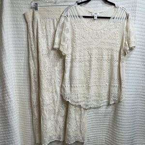Cato Cream Lace Skirt Set